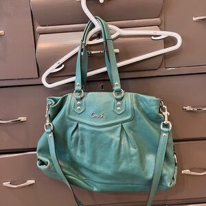 Coach Teal Leather Shoulder Bag